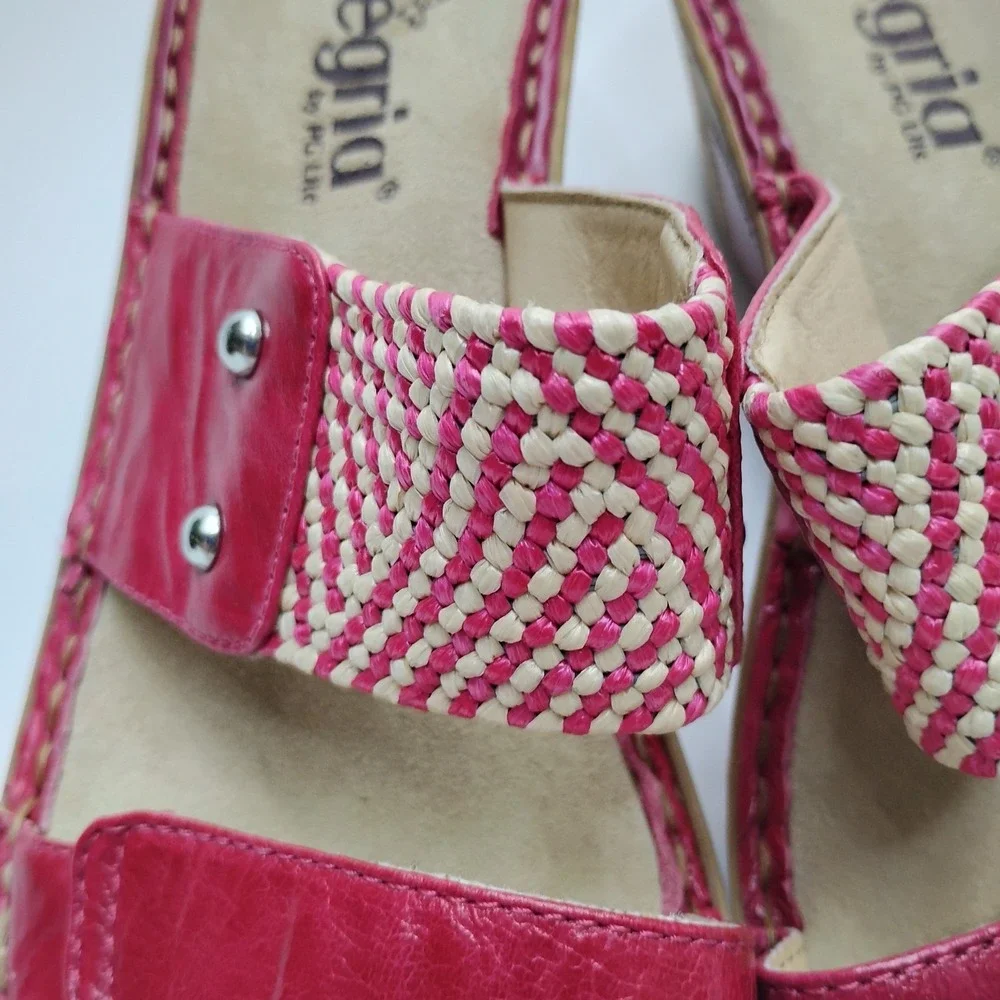 Alegria Lana Sandals Wedge Leather Size EU 37 US 6.5  Pink Fuchsia LAN-105